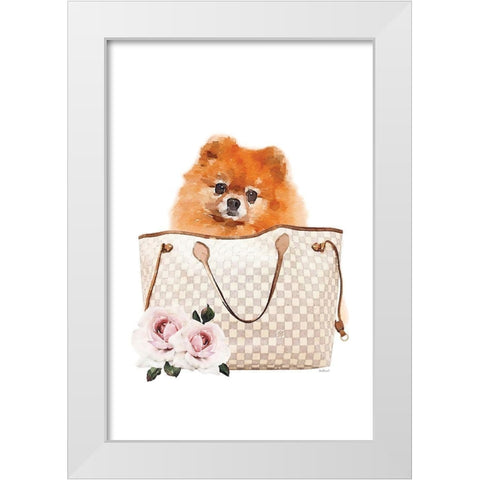Fashion Bag with Pomeranion White Modern Wood Framed Art Print by Amanda Greenwood