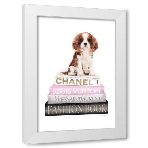 King of the Bookstack White Modern Wood Framed Art Print by Amanda Greenwood