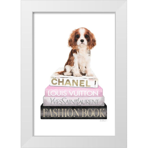 King of the Bookstack White Modern Wood Framed Art Print by Amanda Greenwood