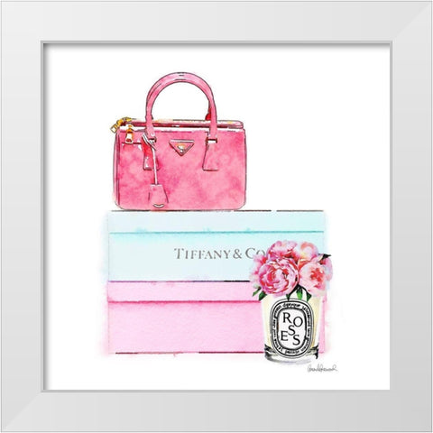 Bags and Shoes White Modern Wood Framed Art Print by Amanda Greenwood