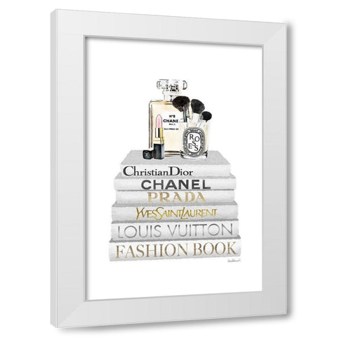 Bookstack makeup II White Modern Wood Framed Art Print by Amanda Greenwood