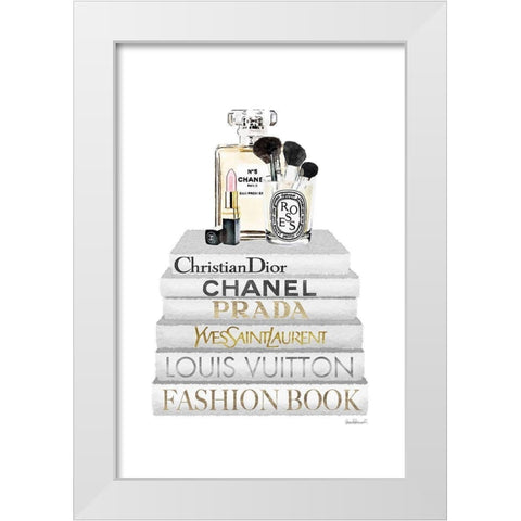 Bookstack makeup II White Modern Wood Framed Art Print by Amanda Greenwood