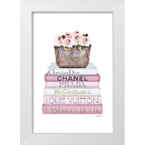 Pink Rose Bag White Modern Wood Framed Art Print by Amanda Greenwood