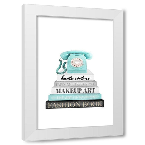 Telephone Bookstack  III White Modern Wood Framed Art Print by Amanda Greenwood