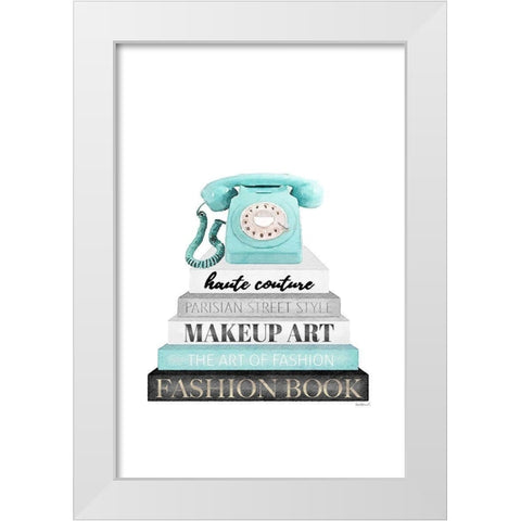 Telephone Bookstack  III White Modern Wood Framed Art Print by Amanda Greenwood