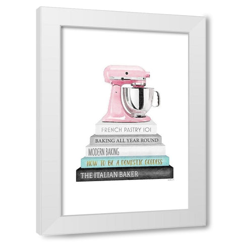 Mixer Bookstack White Modern Wood Framed Art Print by Amanda Greenwood