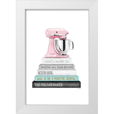 Mixer Bookstack White Modern Wood Framed Art Print by Amanda Greenwood