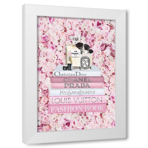 Bookstack Peony Pink White Modern Wood Framed Art Print by Amanda Greenwood