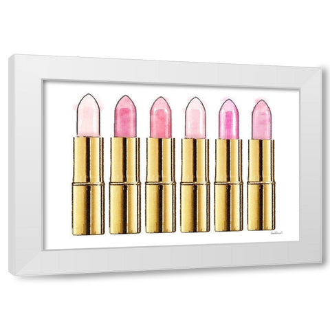 6 Pink Sticks White Modern Wood Framed Art Print by Amanda Greenwood