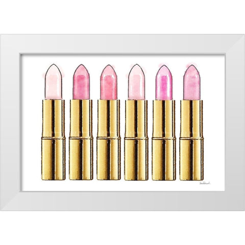 6 Pink Sticks White Modern Wood Framed Art Print by Amanda Greenwood