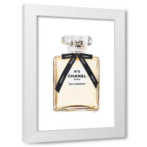 Black Bow Perfume White Modern Wood Framed Art Print by Greenwood, Amanda