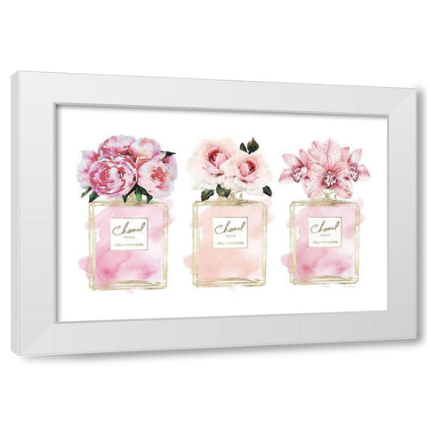 Perfume Bottle Bouquets XXI White Modern Wood Framed Art Print by Greenwood, Amanda
