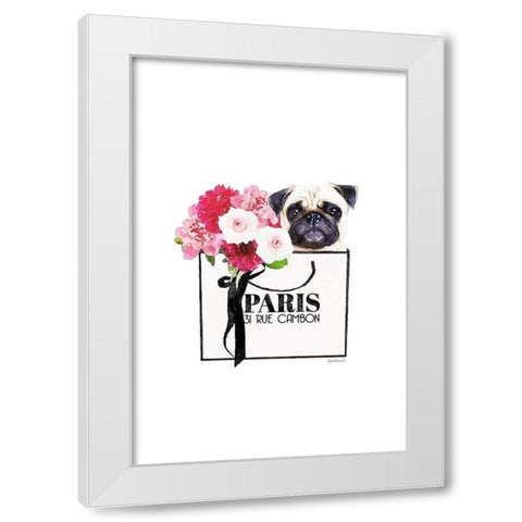 Pug and Shopping II White Modern Wood Framed Art Print by Greenwood, Amanda