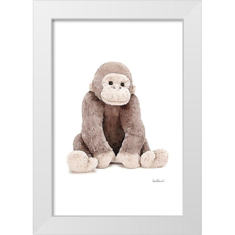 Monkey White Modern Wood Framed Art Print by Greenwood, Amanda