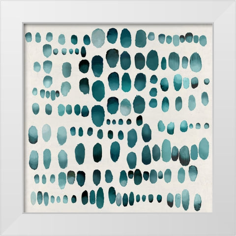 Playful Teal II White Modern Wood Framed Art Print by Perry, Angela