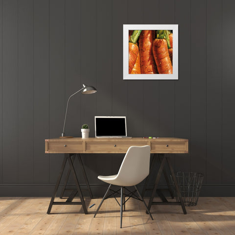 Carrots White Modern Wood Framed Art Print by AlmaCh