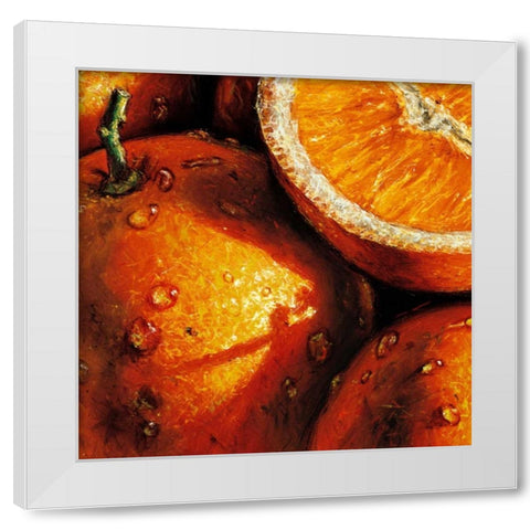 Oranges White Modern Wood Framed Art Print by AlmaCh