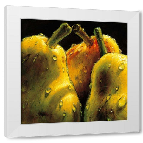 Pears White Modern Wood Framed Art Print by AlmaCh