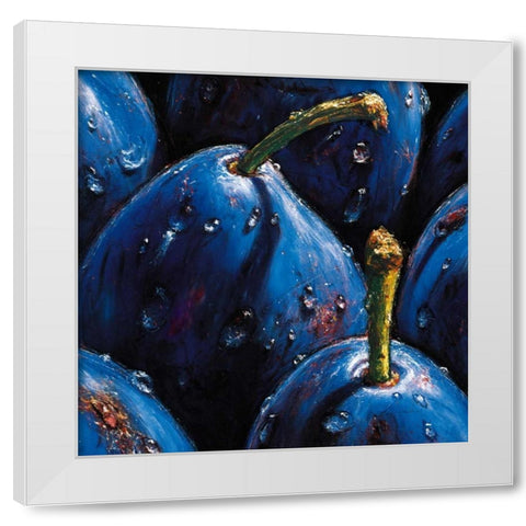 Plums White Modern Wood Framed Art Print by AlmaCh