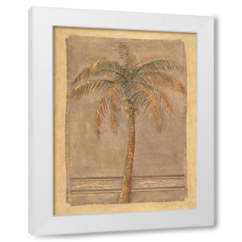 Jute Palm II White Modern Wood Framed Art Print by Mazo, Andre