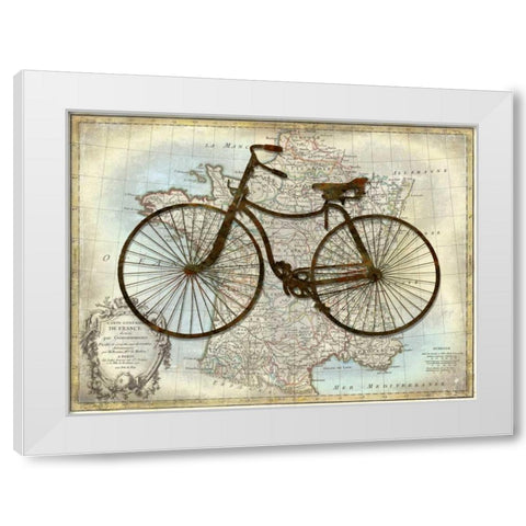 Bike France White Modern Wood Framed Art Print by Wade, Amanda