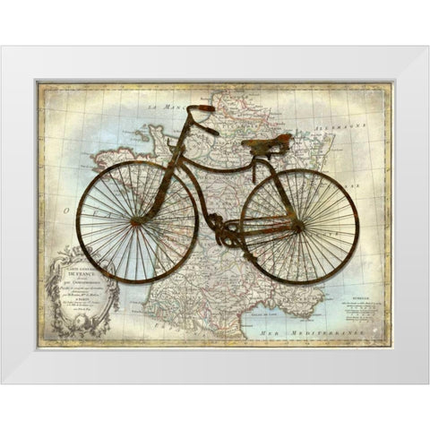 Bike France White Modern Wood Framed Art Print by Wade, Amanda