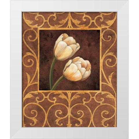 Ornamental Tulips White Modern Wood Framed Art Print by Gonzales, Andres