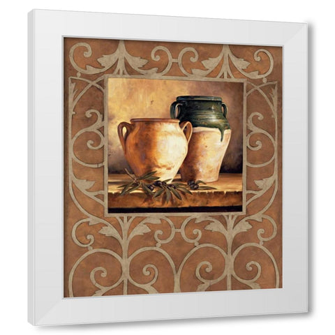 Vases with Olives White Modern Wood Framed Art Print by Gonzales, Andres