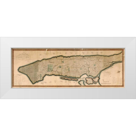 New York and the Island of Man White Modern Wood Framed Art Print by Maverick, P.