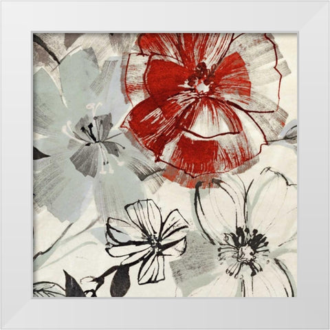 Red Gems II White Modern Wood Framed Art Print by Inger, Astrid