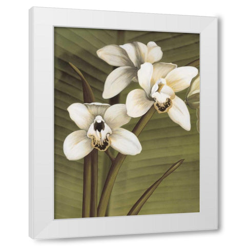 Orchid with Palm I White Modern Wood Framed Art Print by Trivelli, Andrea