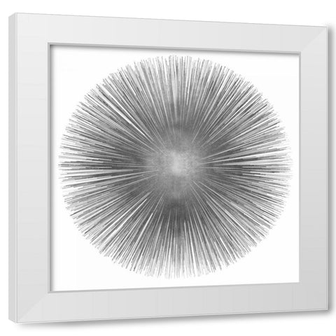 Silver Sunburst I White Modern Wood Framed Art Print by Young, Abby