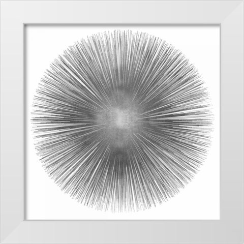 Silver Sunburst I White Modern Wood Framed Art Print by Young, Abby
