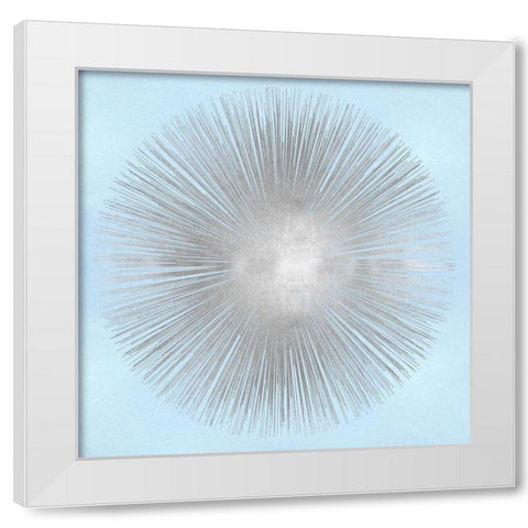 Sunburst Silver on Blue I White Modern Wood Framed Art Print by Young, Abby