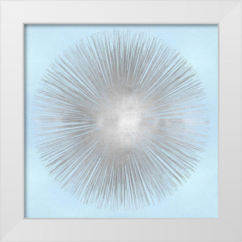 Sunburst Silver on Blue I White Modern Wood Framed Art Print by Young, Abby