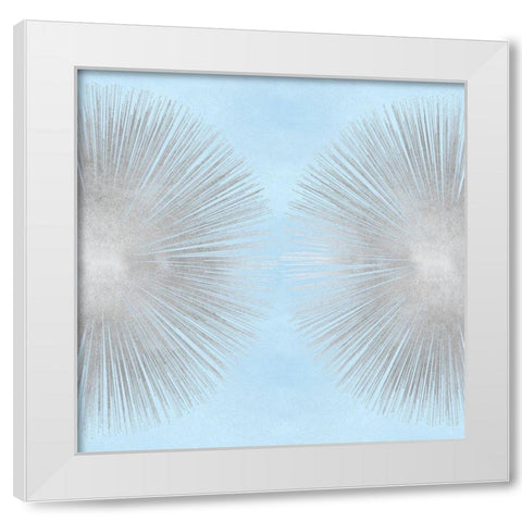 Sunburst Silver on Blue II White Modern Wood Framed Art Print by Young, Abby