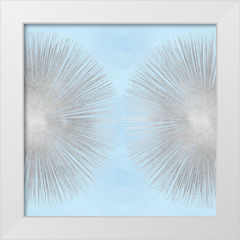 Sunburst Silver on Blue II White Modern Wood Framed Art Print by Young, Abby