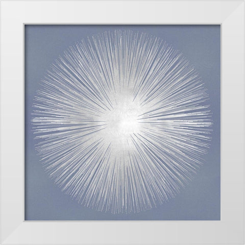 Silver Sunburst on Gray I White Modern Wood Framed Art Print by Young, Abby