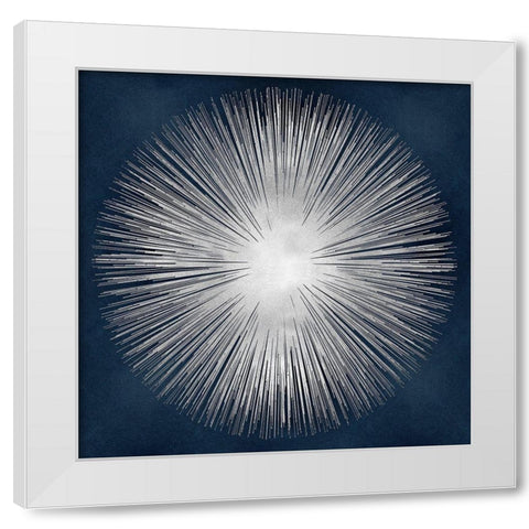 Sunburst on Dark Blue I White Modern Wood Framed Art Print by Young, Abby