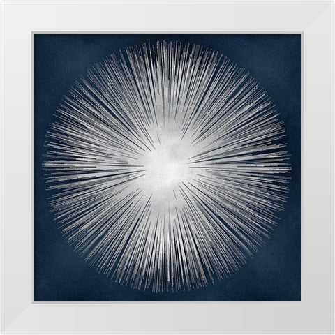 Sunburst on Dark Blue I White Modern Wood Framed Art Print by Young, Abby