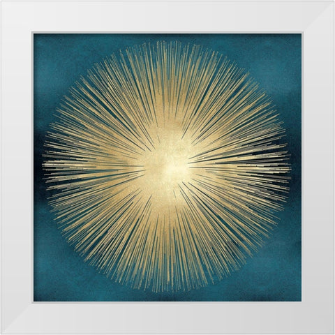 Sunburst Gold on Teal I White Modern Wood Framed Art Print by Young, Abby