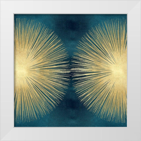 Sunburst Gold on Teal II White Modern Wood Framed Art Print by Young, Abby