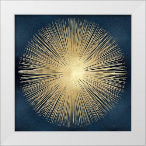 Sunburst Gold on Blue I White Modern Wood Framed Art Print by Young, Abby