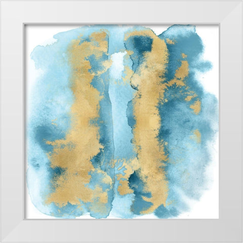Aqua Mist with Gold I White Modern Wood Framed Art Print by Riley, Bella