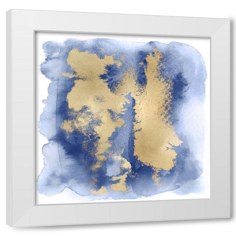 Blue Mist with Gold II White Modern Wood Framed Art Print by Riley, Bella