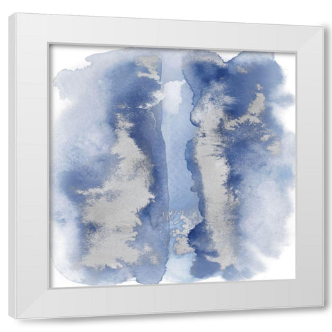 Blue Mist with Silver I White Modern Wood Framed Art Print by Riley, Bella