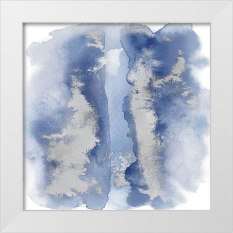 Blue Mist with Silver I White Modern Wood Framed Art Print by Riley, Bella