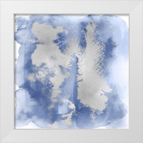 Blue Mist with Silver II White Modern Wood Framed Art Print by Riley, Bella