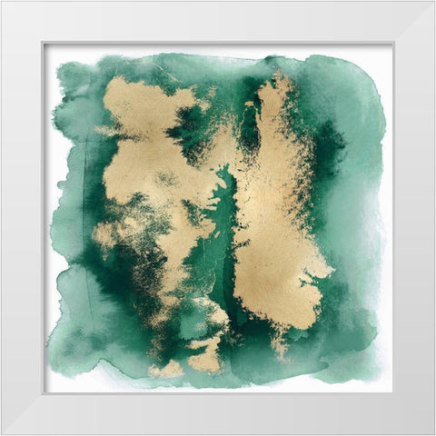 Emerald Mist with Gold II White Modern Wood Framed Art Print by Riley, Bella
