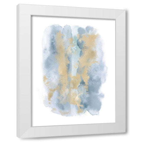 Soft Blue Mist With Gold I  White Modern Wood Framed Art Print by Riley, Bella
